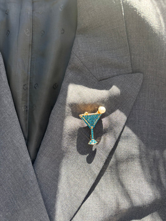 Brosche Cocktailglas - Perfekt für Silvester