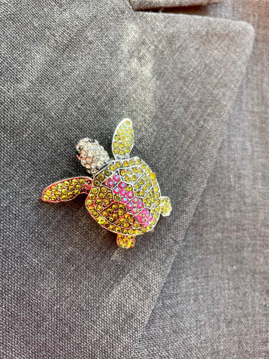 Brosche Schildkröte grün mit beweglichen Beinchen