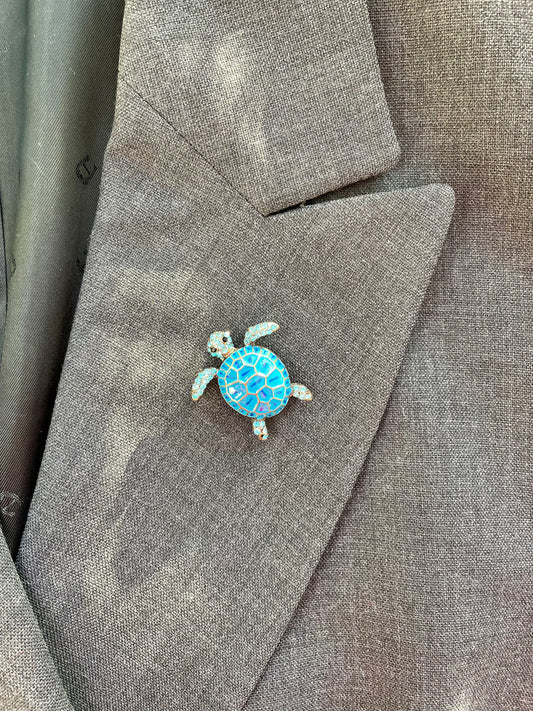 Brosche Schildkröte blau