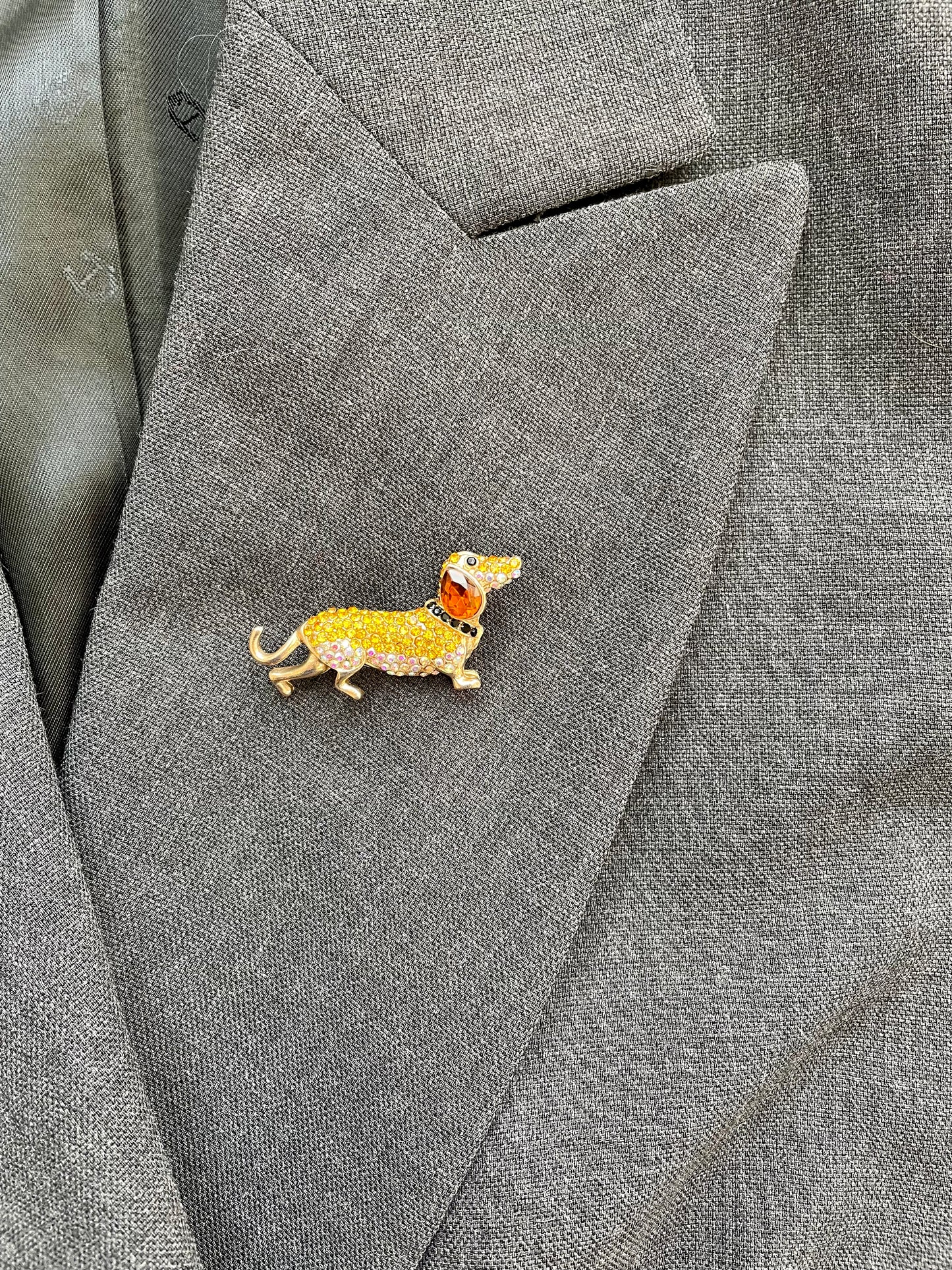 Brosche Glitzer Dackel