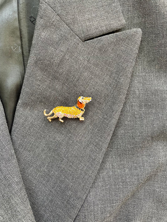 Brosche Glitzer Dackel