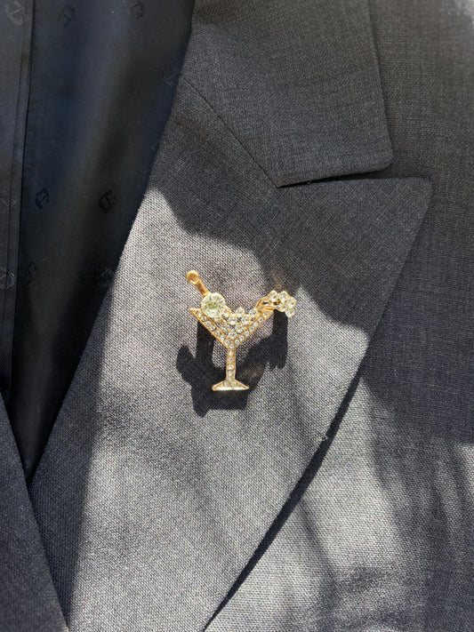 Brosche Cocktail weiß