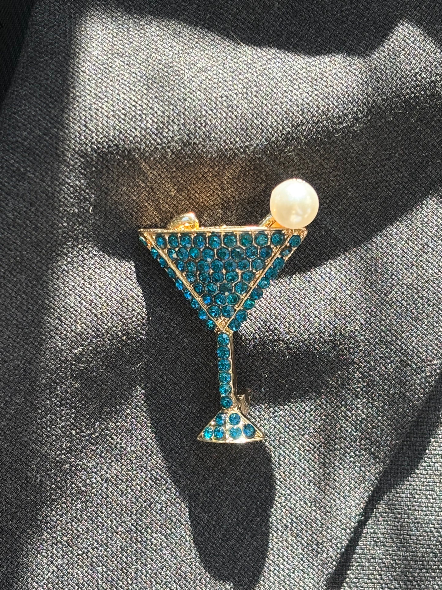 Brosche Cocktailglas - Perfekt für Silvester