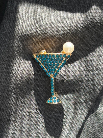 Brosche Cocktailglas - Perfekt für Silvester