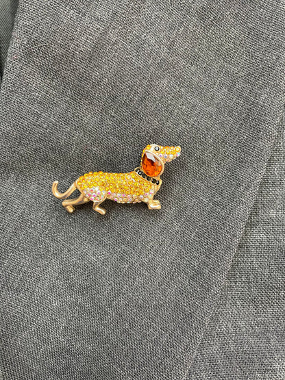 Brosche Glitzer Dackel