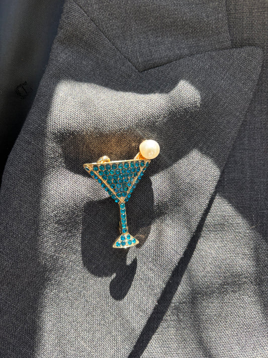 Brosche Cocktailglas - Perfekt für Silvester