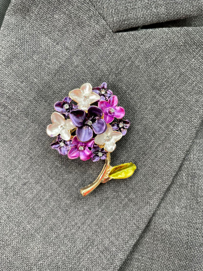 Brosche Hortensie lila