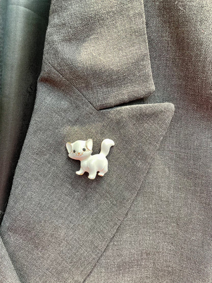 Brosche Katze weiß