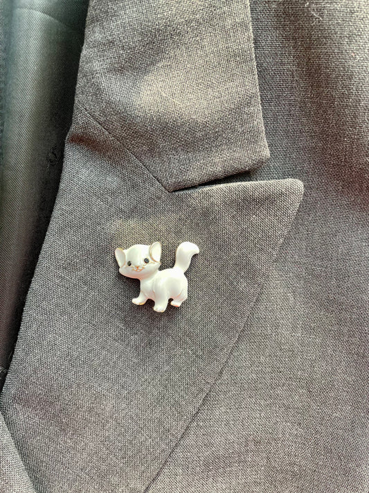 Brosche Katze weiß