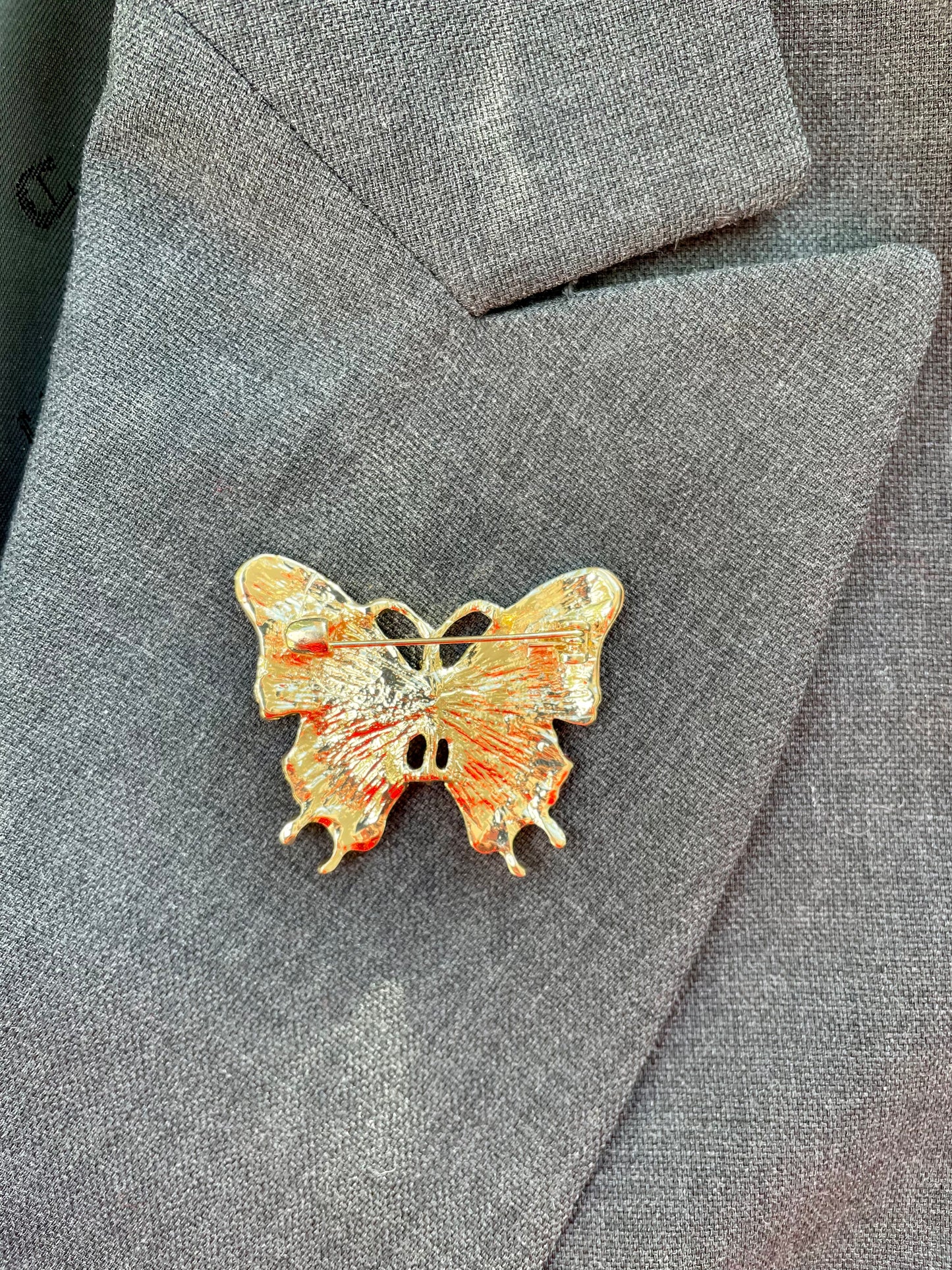 Brosche Schmetterling orange/pink