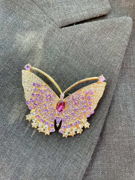 Brosche Schmetterling rosa