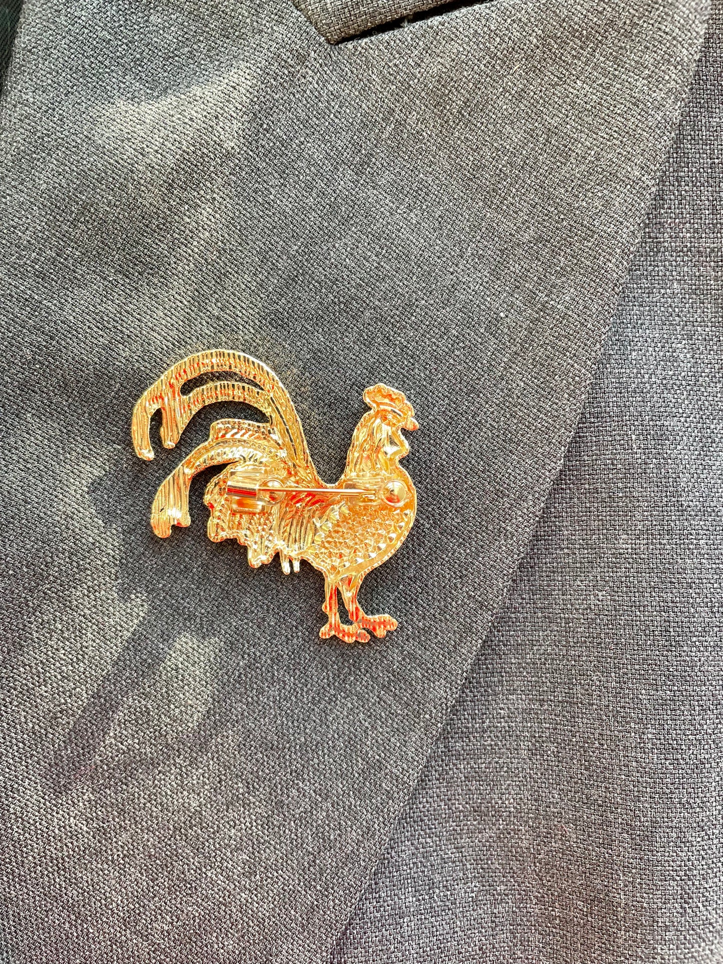 Brosche Hahn gold