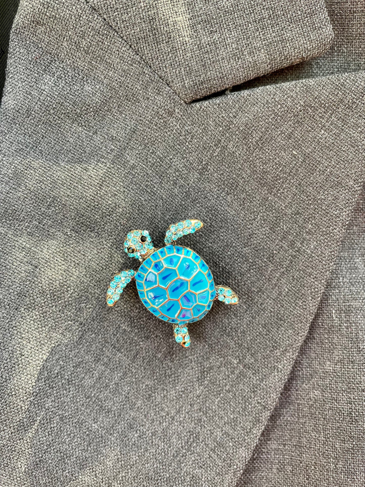 Brosche Schildkröte blau