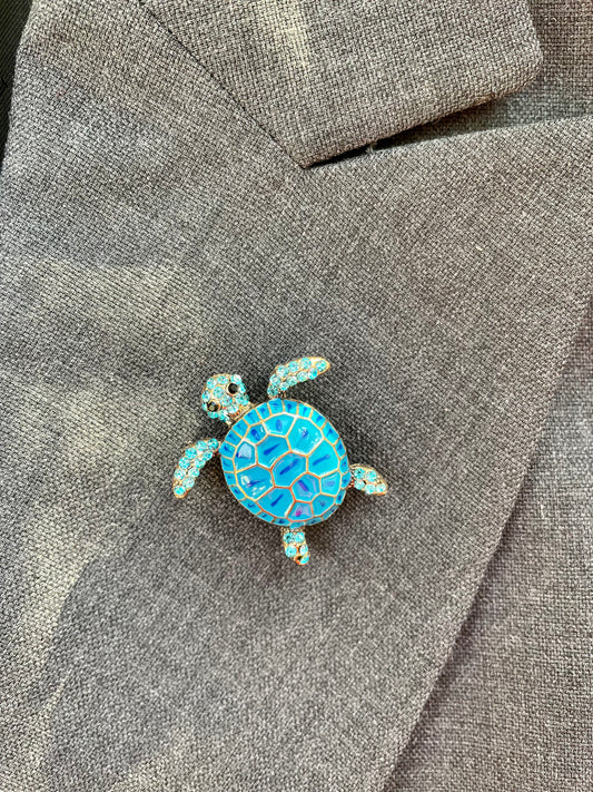 Brosche Schildkröte blau