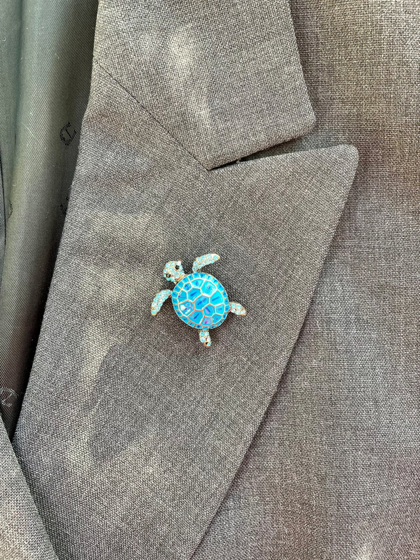 Brosche Schildkröte blau