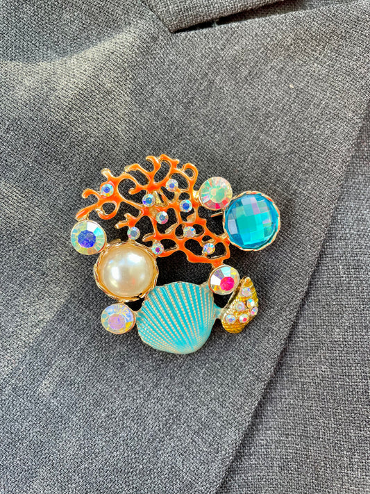 Brosche Strand Koralle